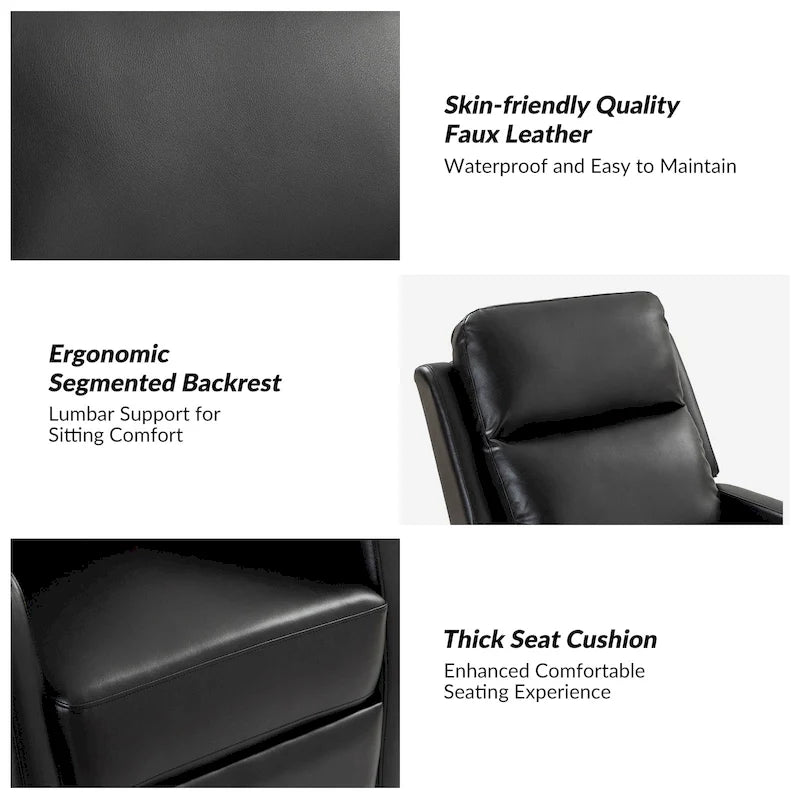 Faux Leather Manual Rocking Swivel Recliner with Wingback