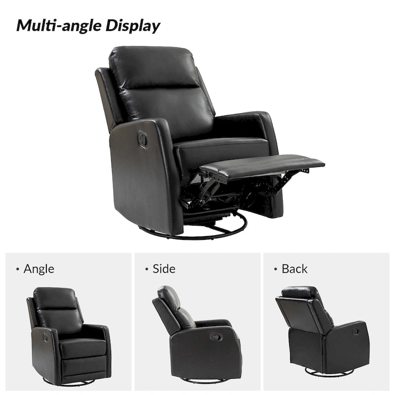 Faux Leather Manual Rocking Swivel Recliner with Wingback
