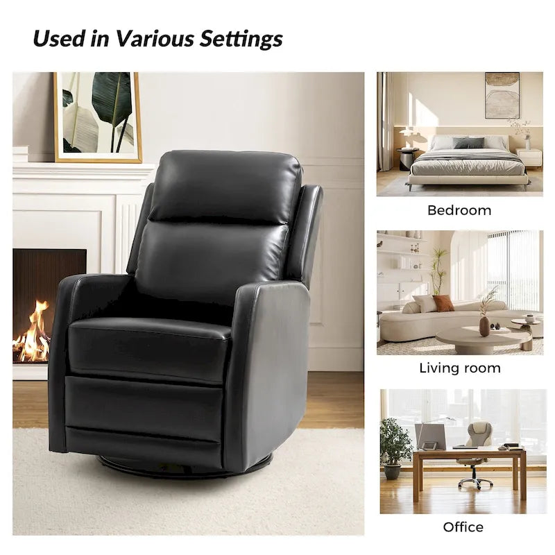 Faux Leather Manual Rocking Swivel Recliner with Wingback
