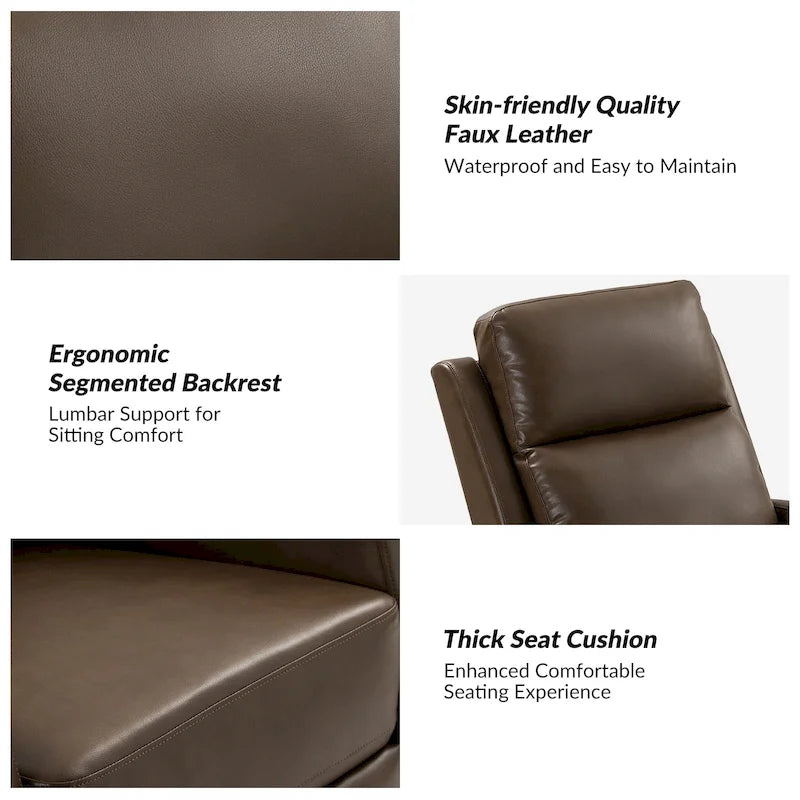 Faux Leather Manual Rocking Swivel Recliner with Wingback