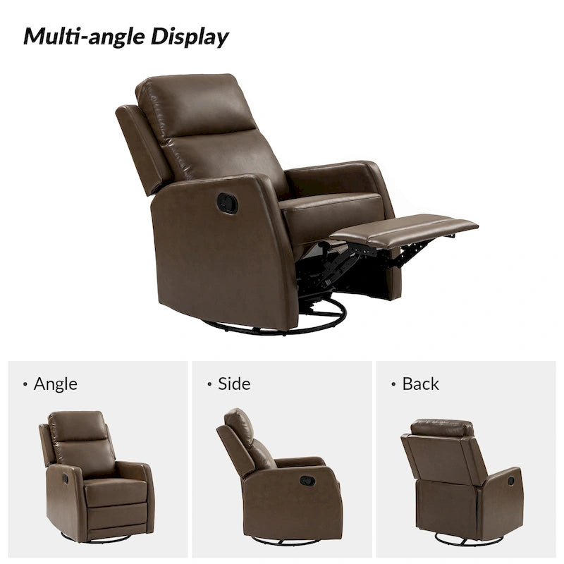 Faux Leather Manual Rocking Swivel Recliner with Wingback