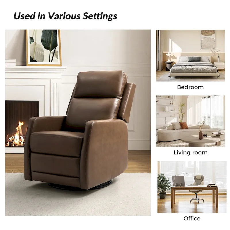 Faux Leather Manual Rocking Swivel Recliner with Wingback