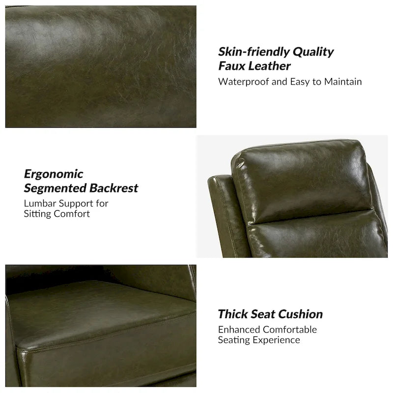 Faux Leather Manual Rocking Swivel Recliner with Wingback