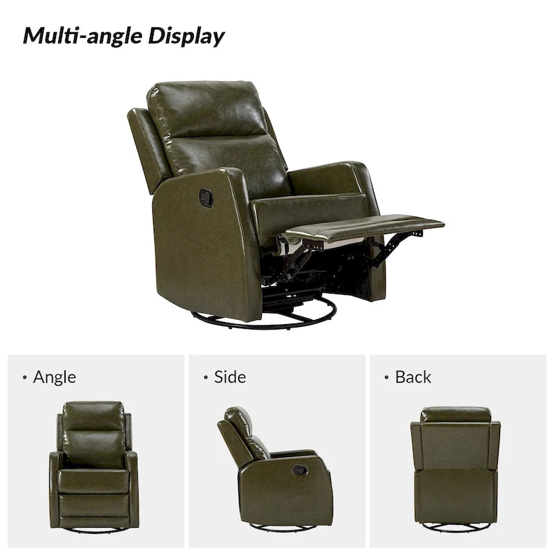 Faux Leather Manual Rocking Swivel Recliner with Wingback