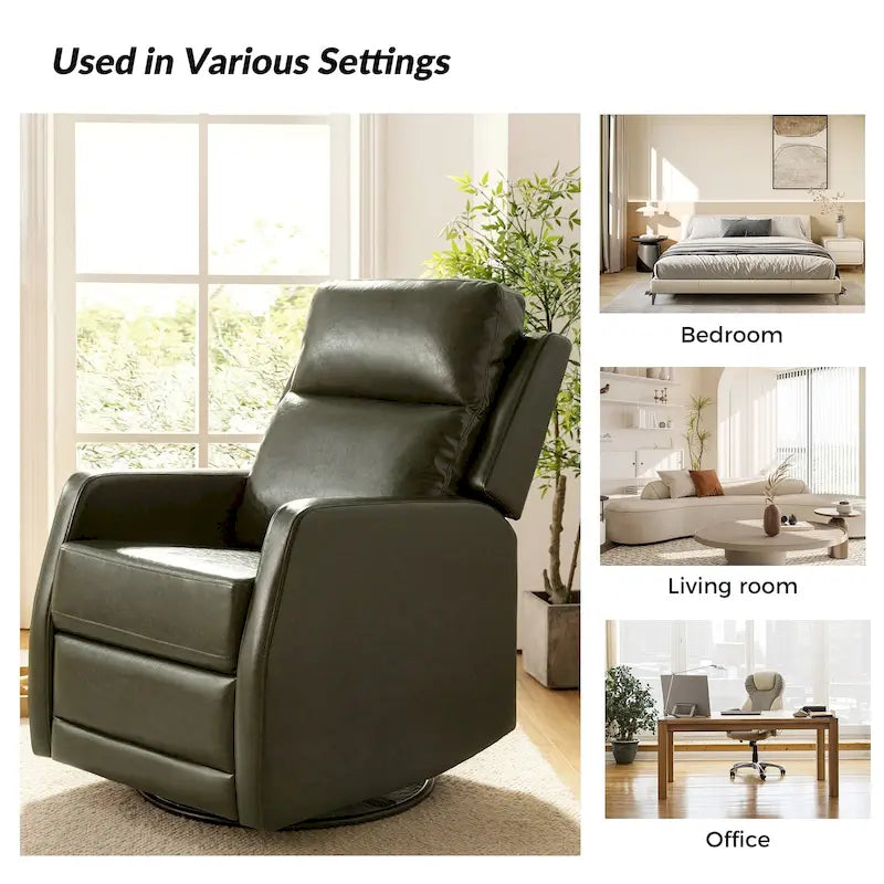Faux Leather Manual Rocking Swivel Recliner with Wingback