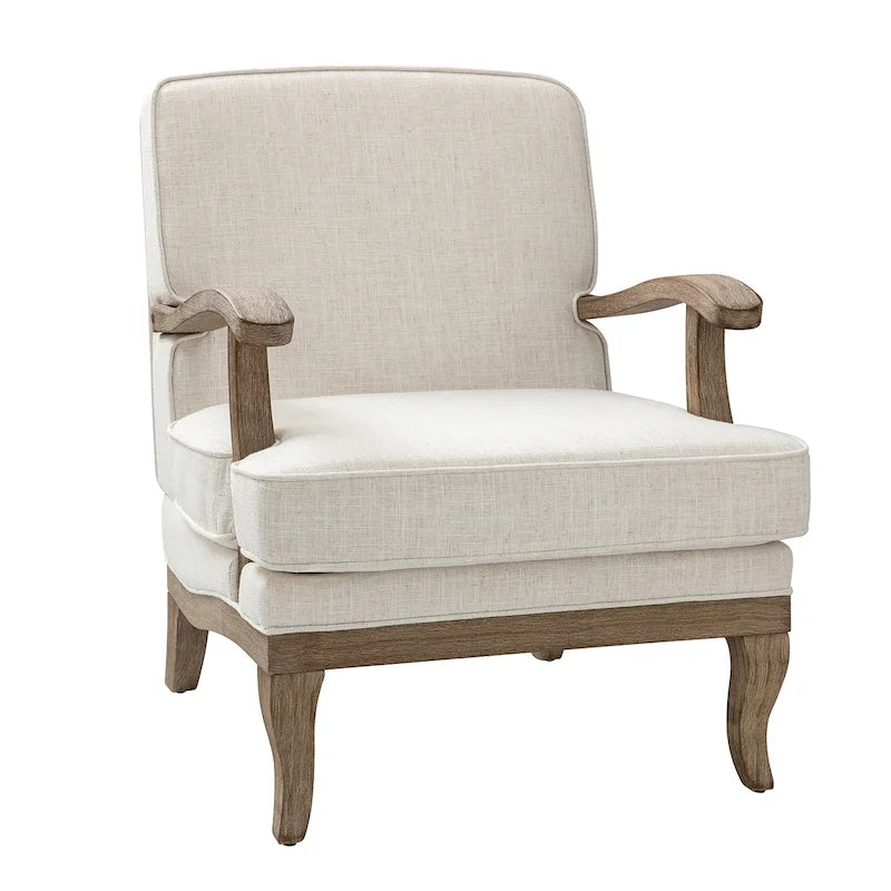 Farmhouse Polyester Armchair with Comfortable Backrest and Cushion