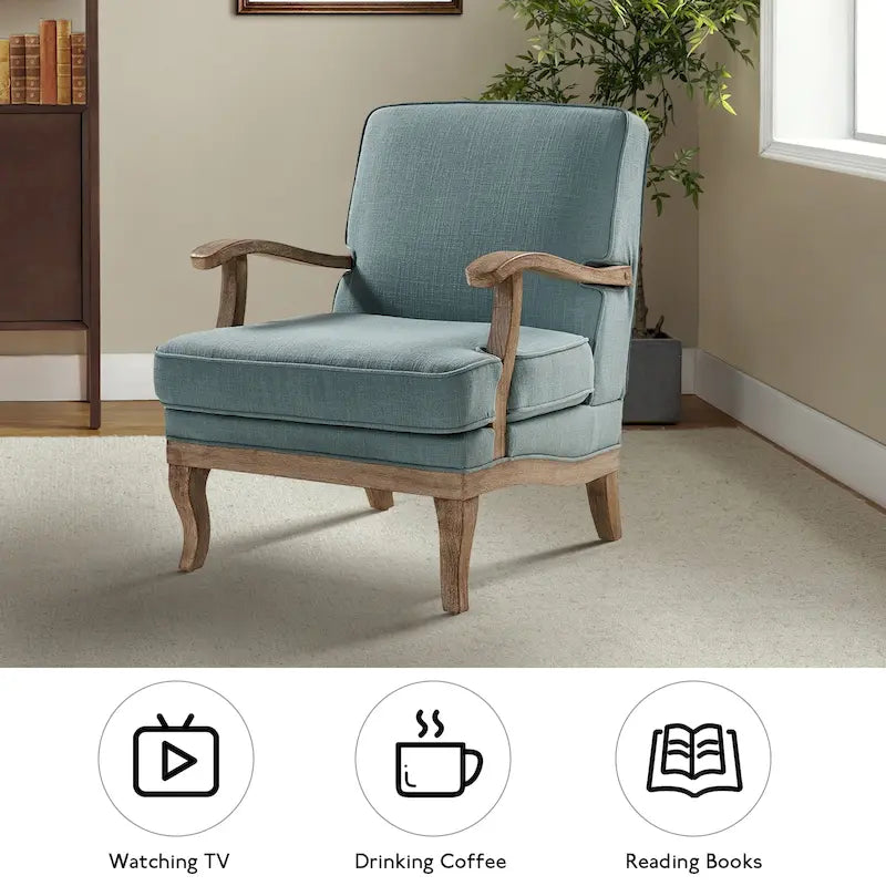 Farmhouse Polyester Armchair with Comfortable Backrest and Cushion