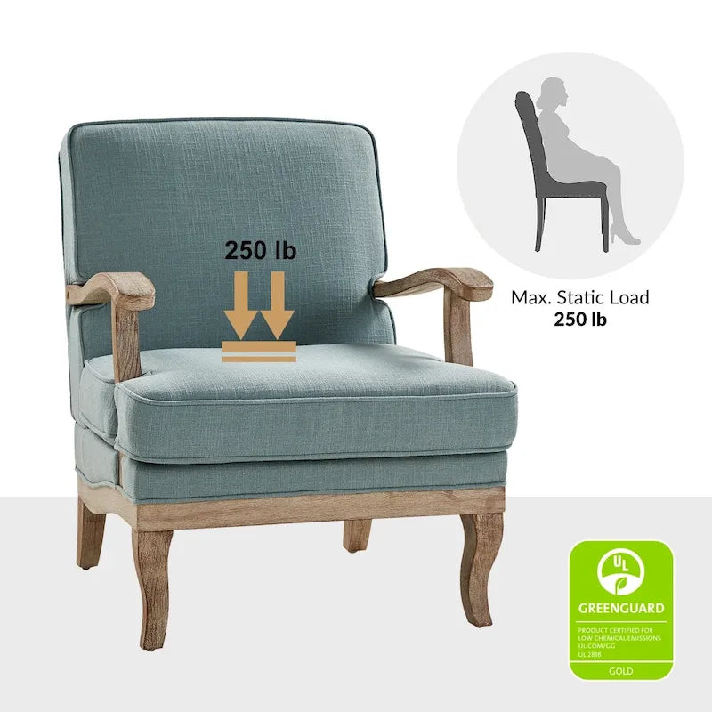 Farmhouse Polyester Armchair with Comfortable Backrest and Cushion