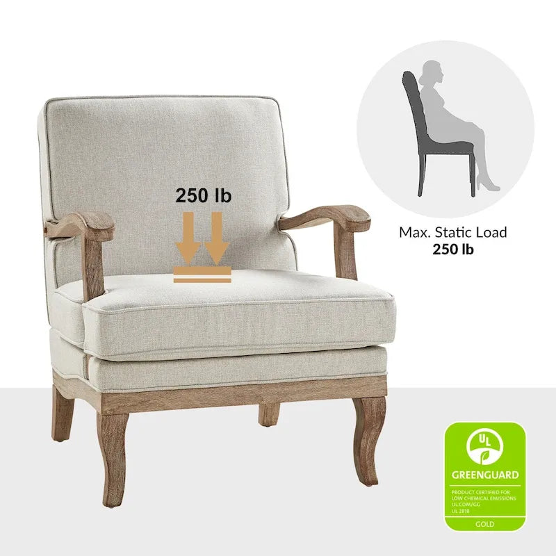 Farmhouse Polyester Armchair with Comfortable Backrest and Cushion
