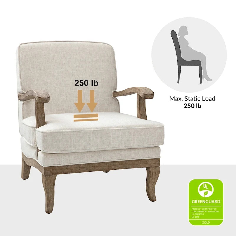 Farmhouse Polyester Armchair with Comfortable Backrest and Cushion