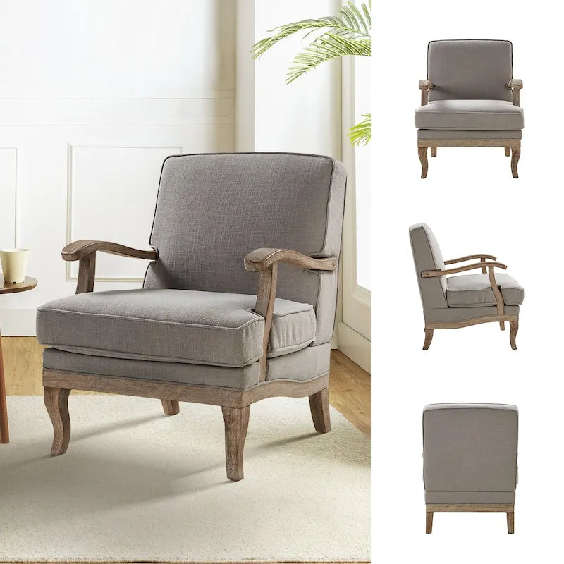 Farmhouse Polyester Armchair with Comfortable Backrest and Cushion