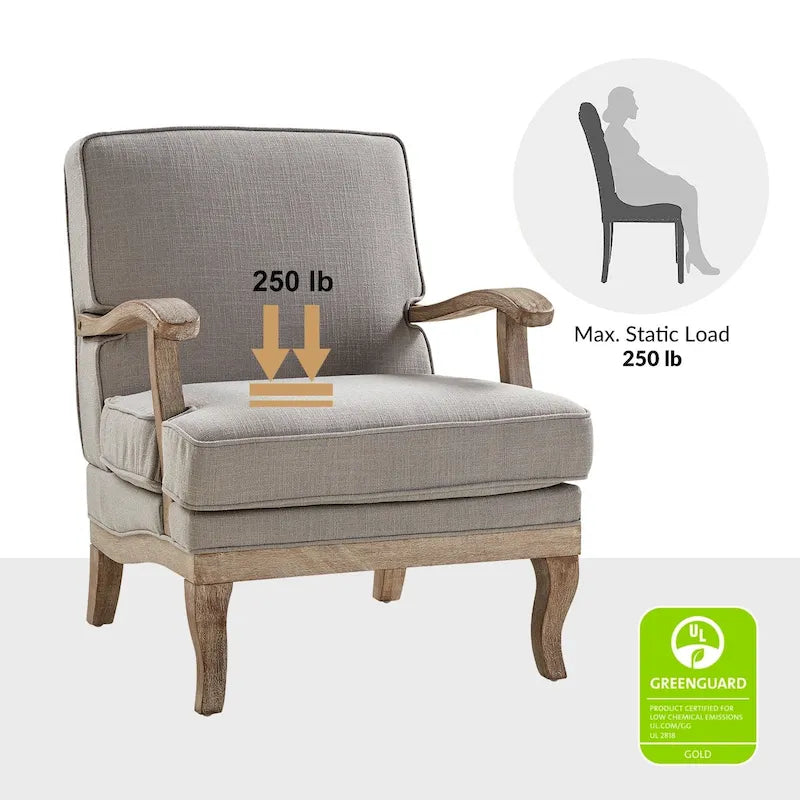 Farmhouse Polyester Armchair with Comfortable Backrest and Cushion