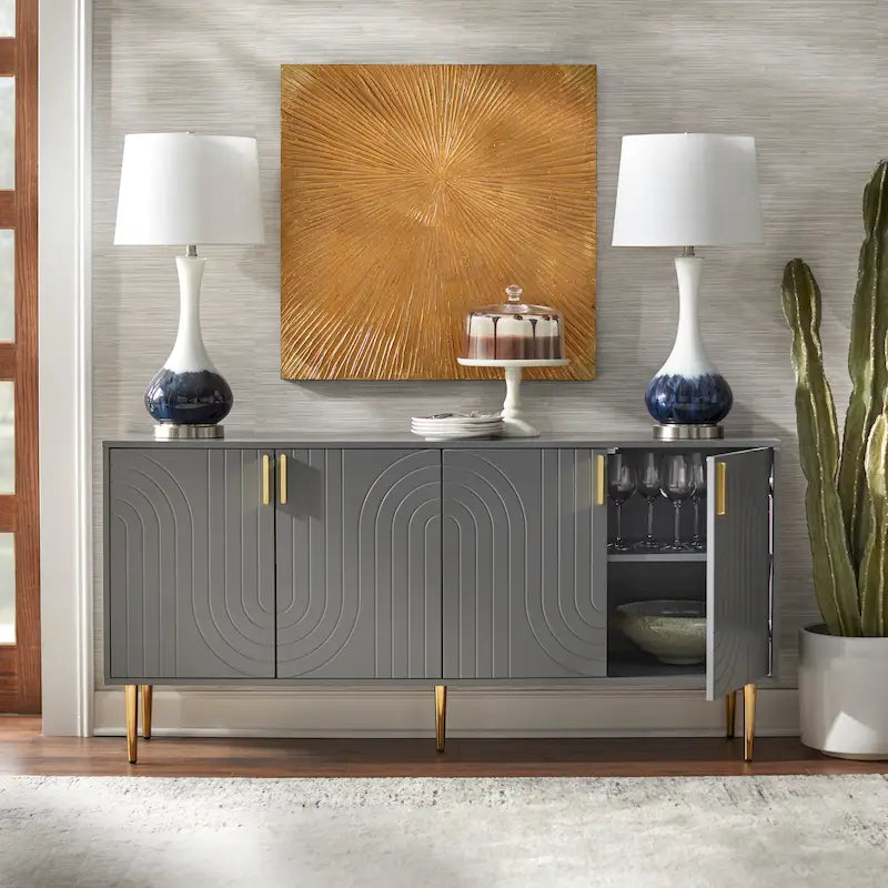 Lifestorey Tabaria Mid-Century Four Door Sideboard/Buffet
