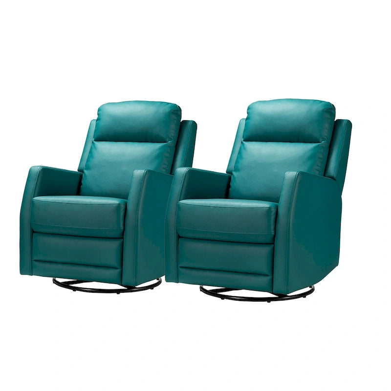 Esteban Modern Faux Leather Manual Rocking Swivel Recliner with Wingback Set of 2