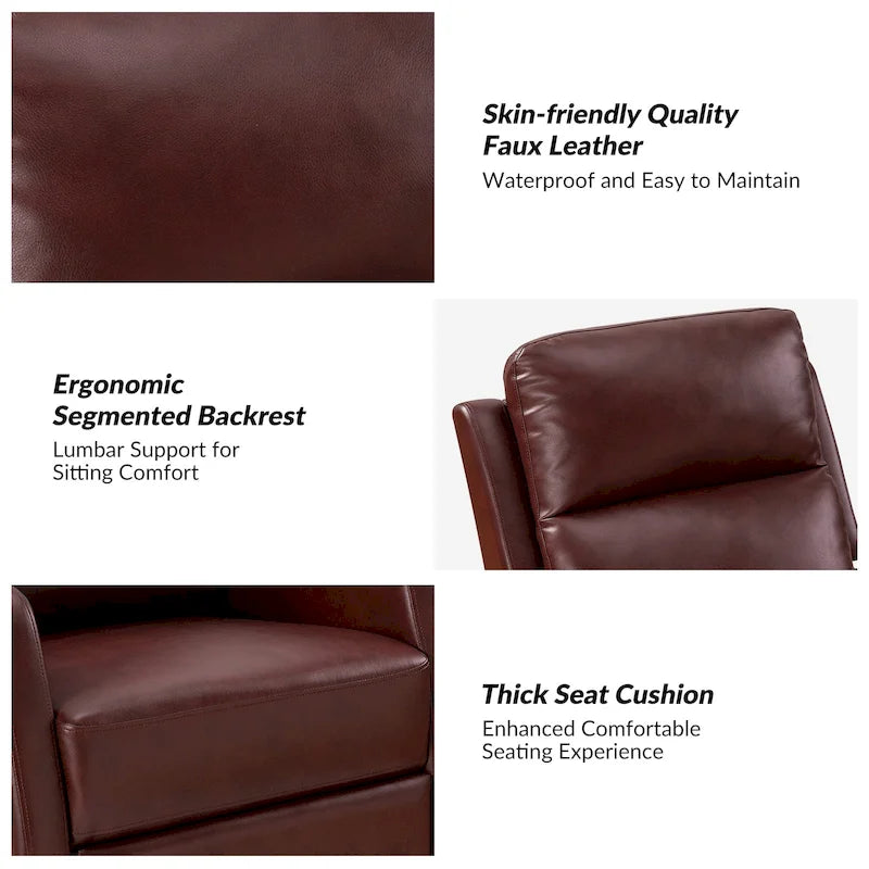 Faux Leather Manual Rocking Swivel Recliner with Wingback (Set of 2)