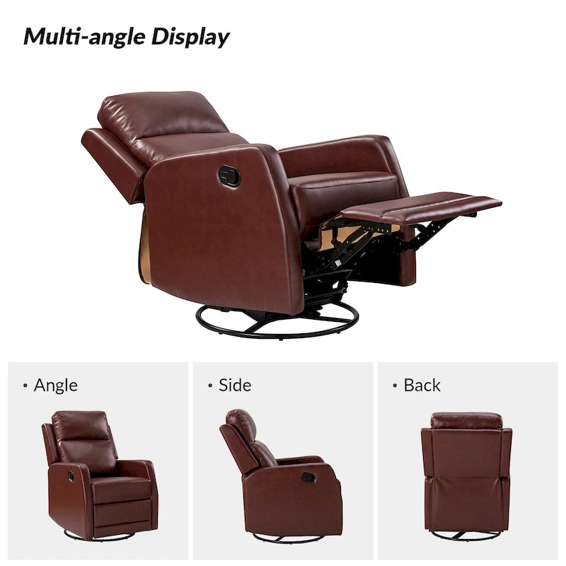 Faux Leather Manual Rocking Swivel Recliner with Wingback (Set of 2)
