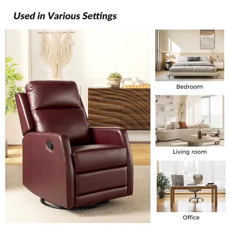 Faux Leather Manual Rocking Swivel Recliner with Wingback (Set of 2)