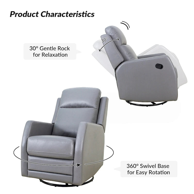 Faux Leather Manual Rocking Swivel Recliner with Wingback (Set of 2)