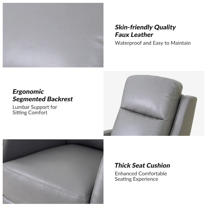 Faux Leather Manual Rocking Swivel Recliner with Wingback (Set of 2)