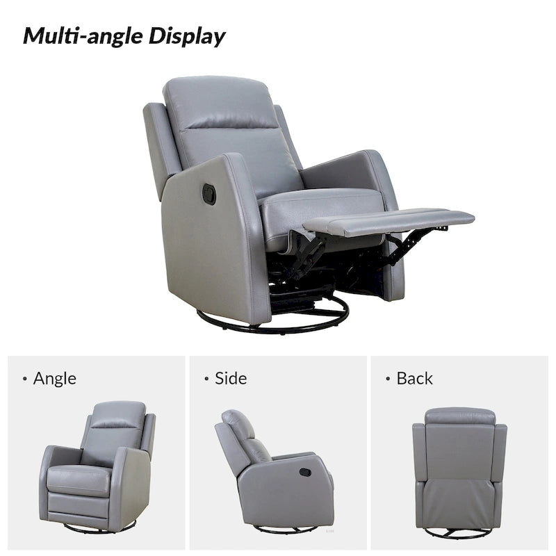 Faux Leather Manual Rocking Swivel Recliner with Wingback (Set of 2)