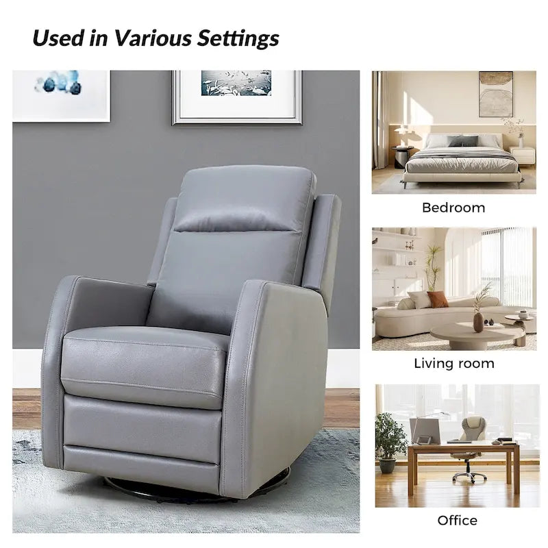 Faux Leather Manual Rocking Swivel Recliner with Wingback (Set of 2)