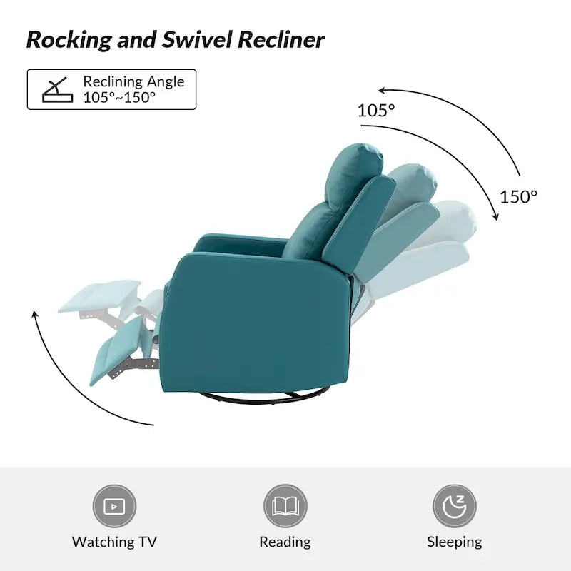 Faux Leather Manual Rocking Swivel Recliner with Wingback (Set of 2)