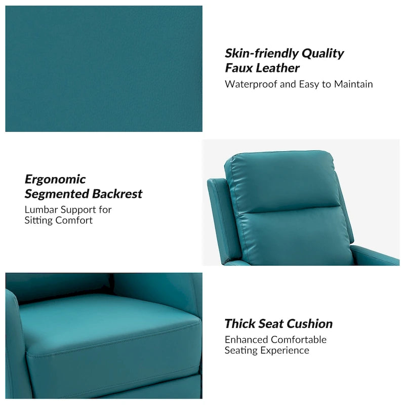 Faux Leather Manual Rocking Swivel Recliner with Wingback (Set of 2)