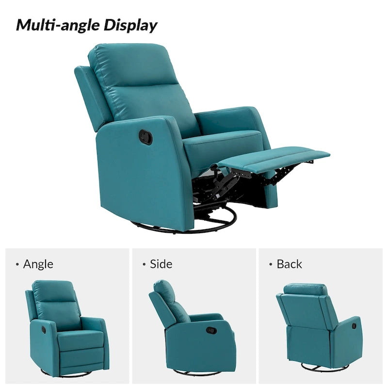 Faux Leather Manual Rocking Swivel Recliner with Wingback (Set of 2)