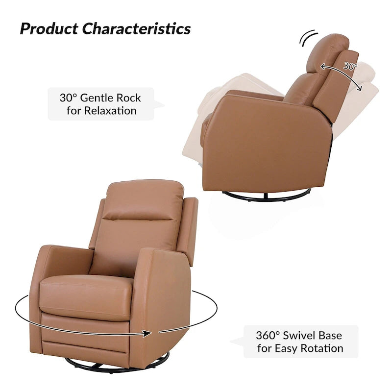 Faux Leather Manual Rocking Swivel Recliner with Wingback (Set of 2)