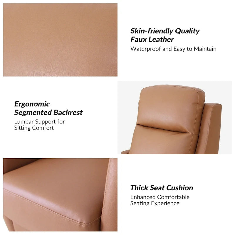 Faux Leather Manual Rocking Swivel Recliner with Wingback (Set of 2)