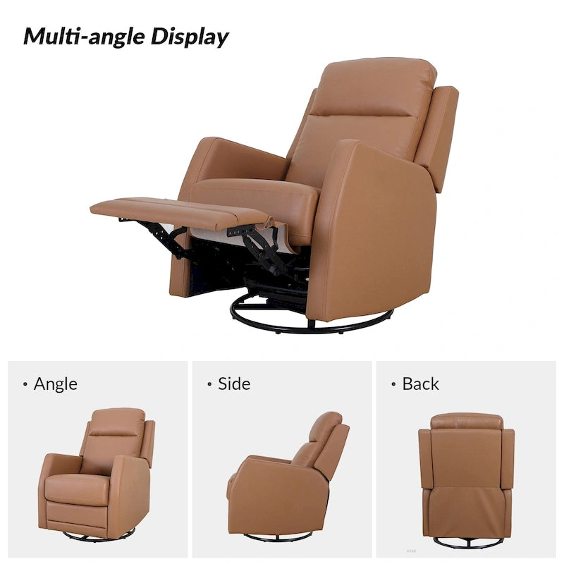 Faux Leather Manual Rocking Swivel Recliner with Wingback (Set of 2)