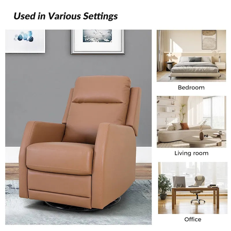 Faux Leather Manual Rocking Swivel Recliner with Wingback (Set of 2)