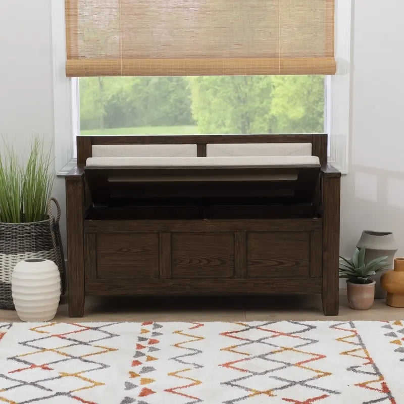 Dahlia Wood Flip Top Storage Entryway Bench