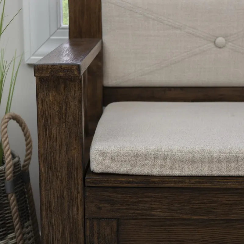 Dahlia Wood Flip Top Storage Entryway Bench