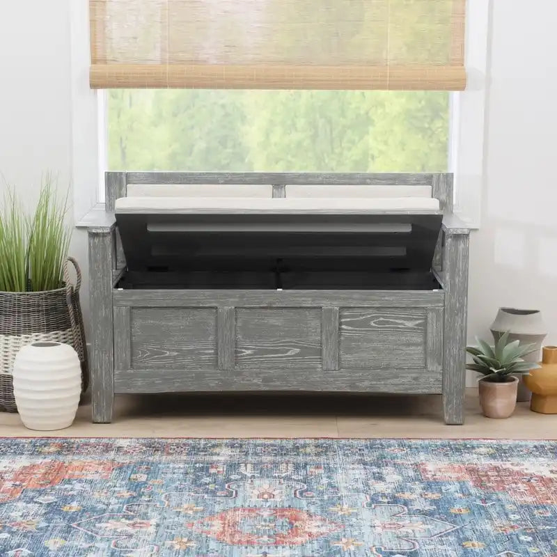 Dahlia Wood Flip Top Storage Entryway Bench