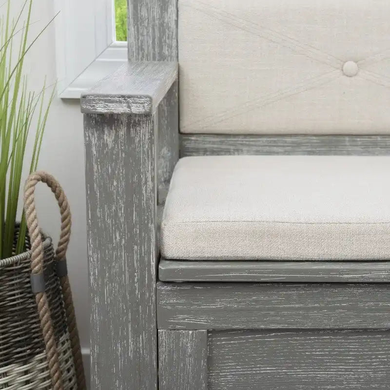 Dahlia Wood Flip Top Storage Entryway Bench