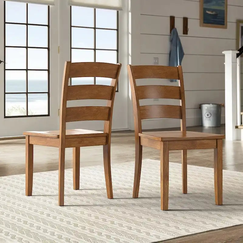 Slat Back Wood Dining Chairs (Set of 2)