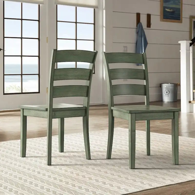 Slat Back Wood Dining Chairs (Set of 2)