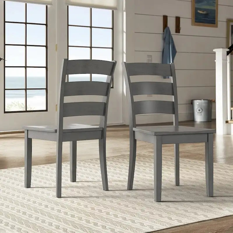 Slat Back Wood Dining Chairs (Set of 2)
