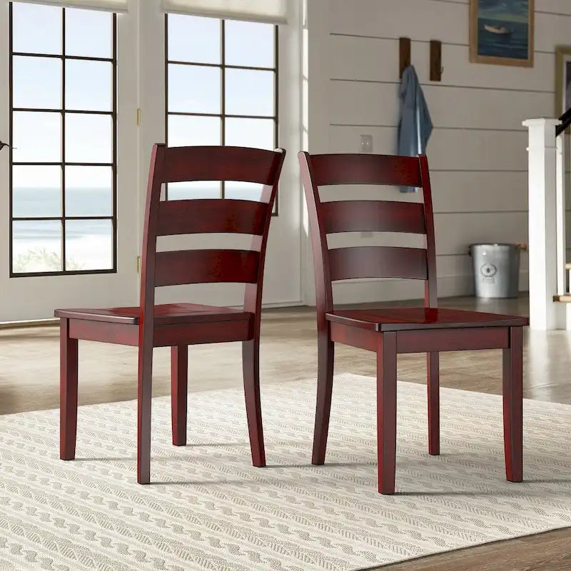 Slat Back Wood Dining Chairs (Set of 2)