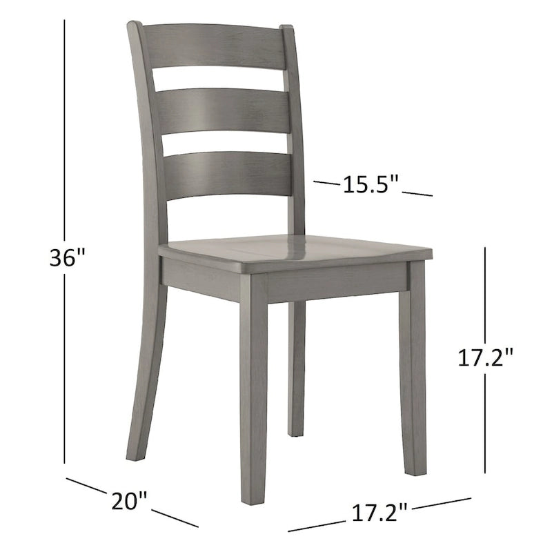Slat Back Wood Dining Chairs (Set of 2)