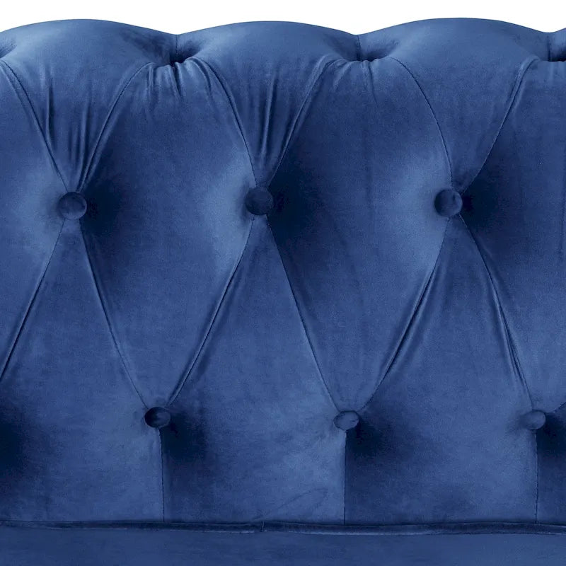 Morden Fort Velvet Chesterfield Loveseat with Button Tufted, Nailhead and Solid Legs for Living Room