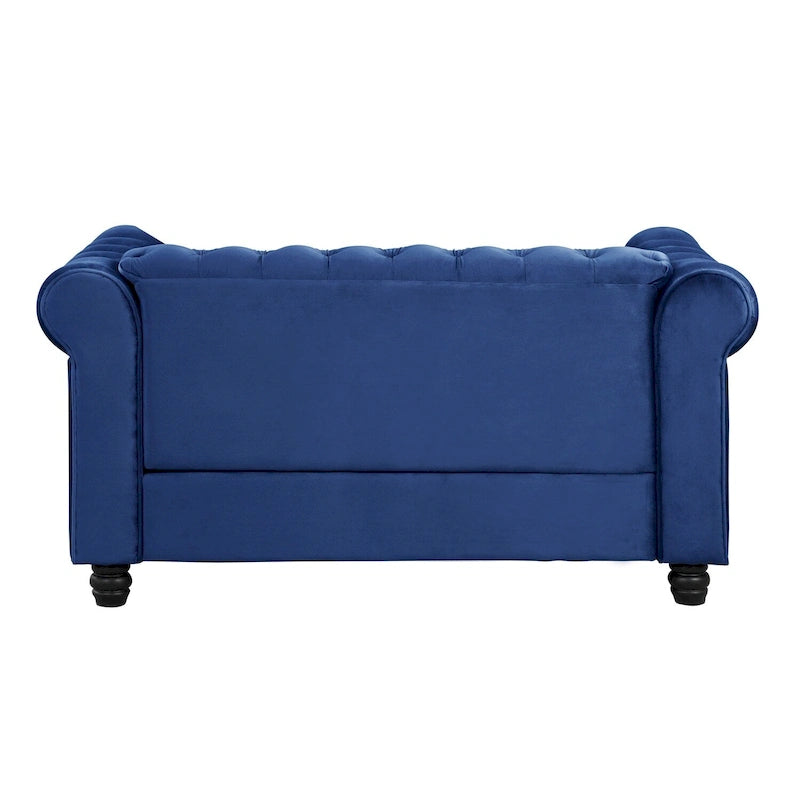 Morden Fort Velvet Chesterfield Loveseat with Button Tufted, Nailhead and Solid Legs for Living Room