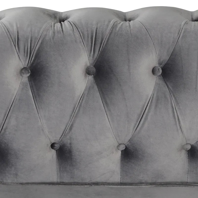 Morden Fort Velvet Chesterfield Loveseat with Button Tufted, Nailhead and Solid Legs for Living Room