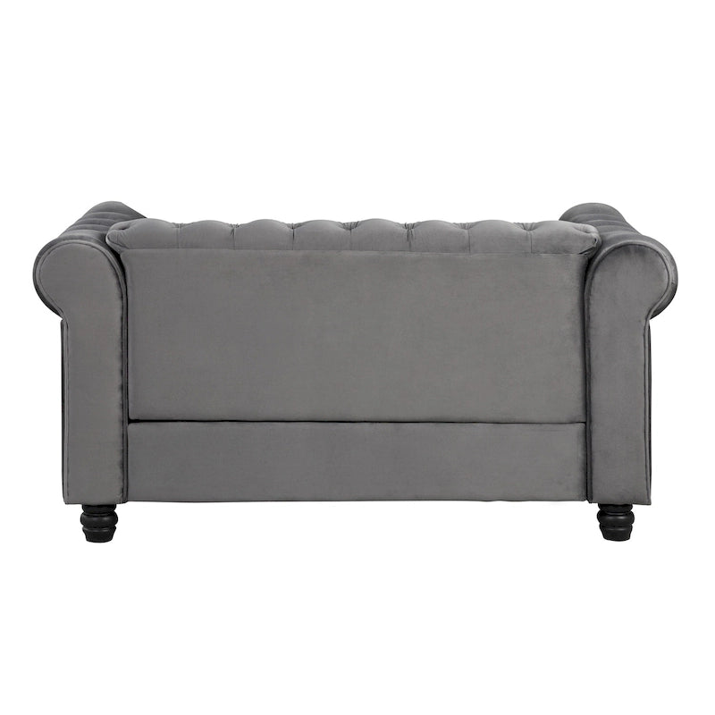Morden Fort Velvet Chesterfield Loveseat with Button Tufted, Nailhead and Solid Legs for Living Room