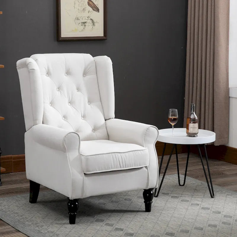 Tufted Wood Leg Accent Chair