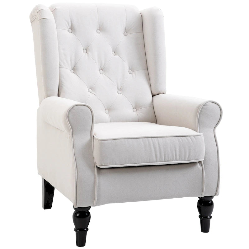 Tufted Wood Leg Accent Chair