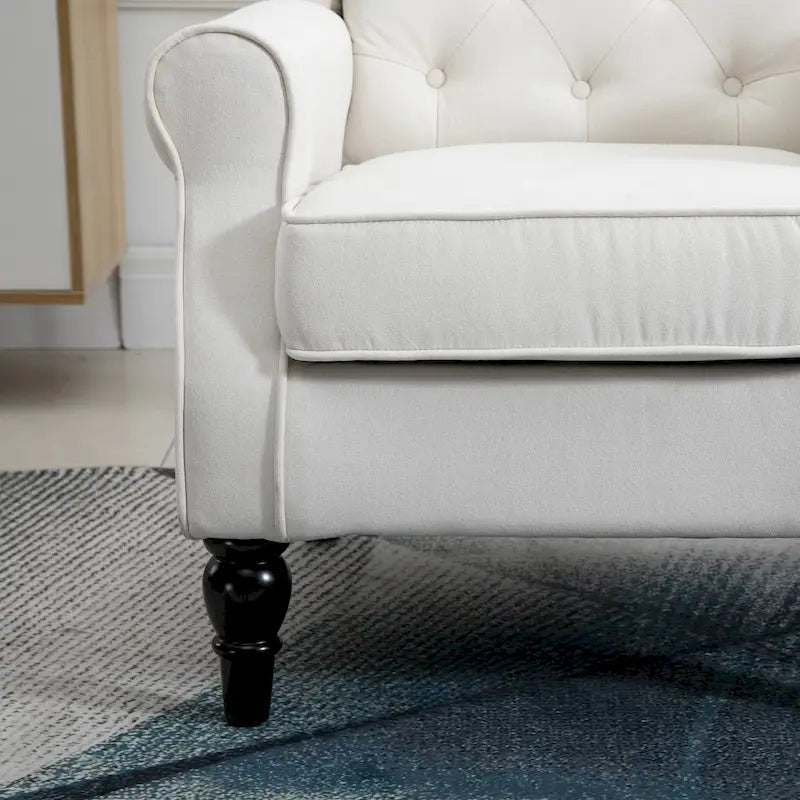 Tufted Wood Leg Accent Chair
