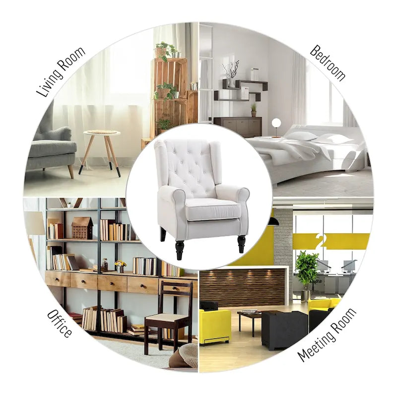 Tufted Wood Leg Accent Chair