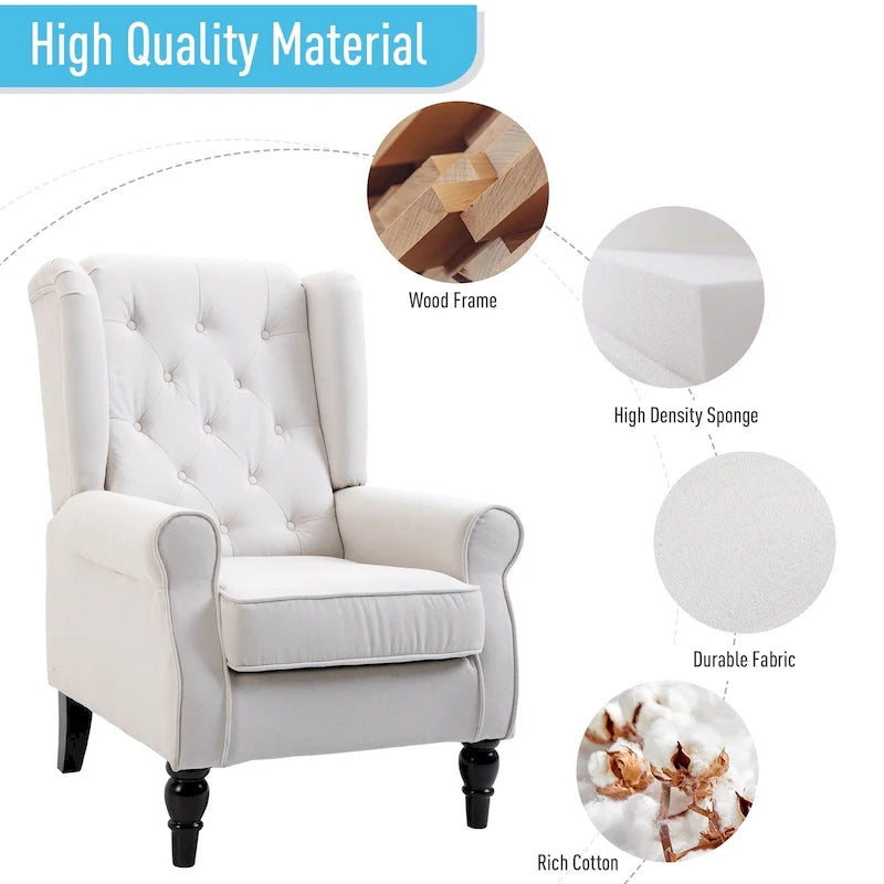 Tufted Wood Leg Accent Chair